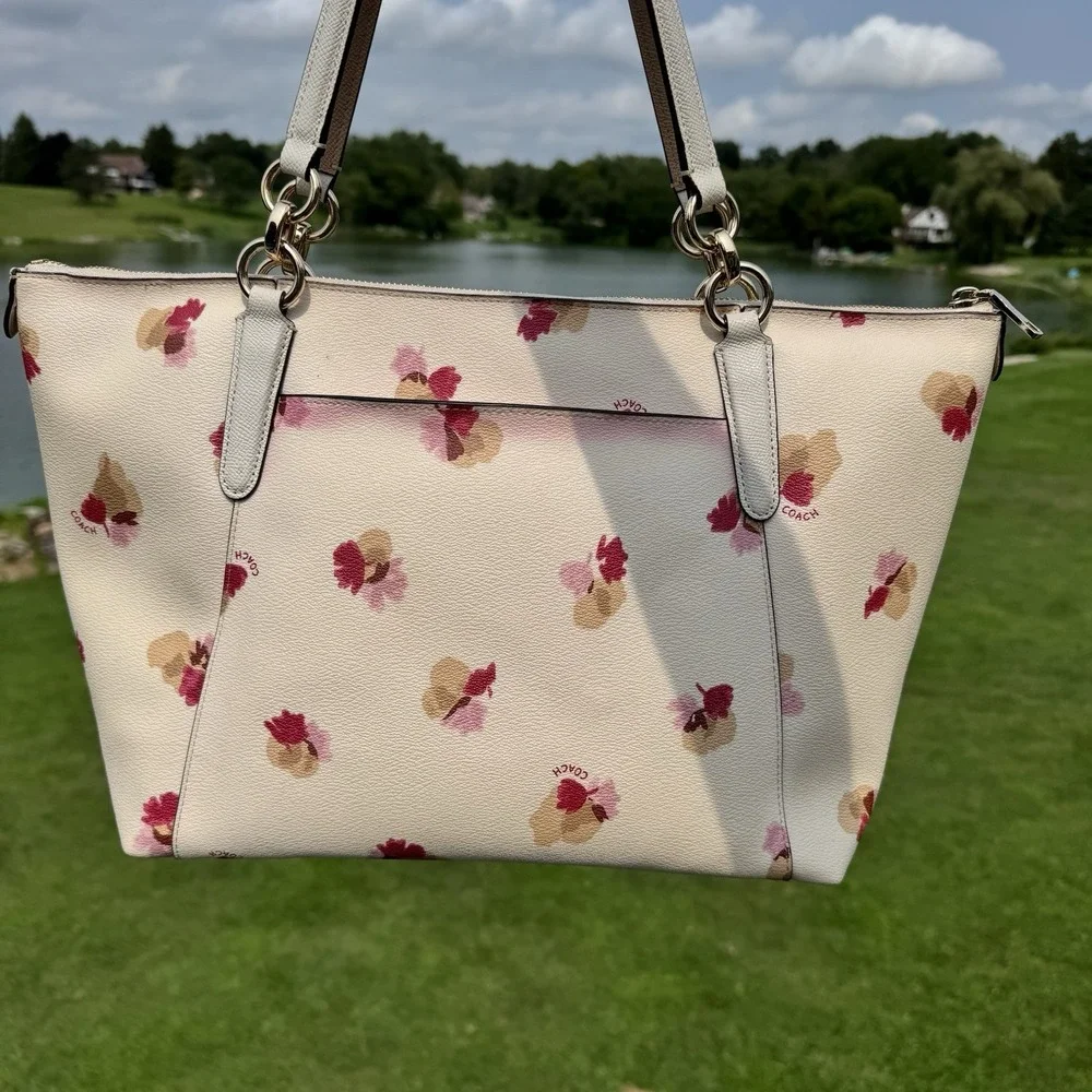 Coach Floral Ava Tote - F55192 Handbag Purse Cream ~ Red ~ Pink Toned